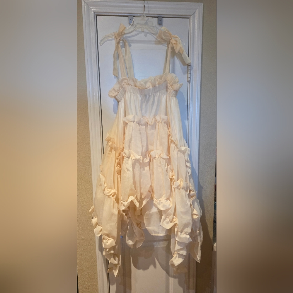 Cream Ruffled Dress By Athina M